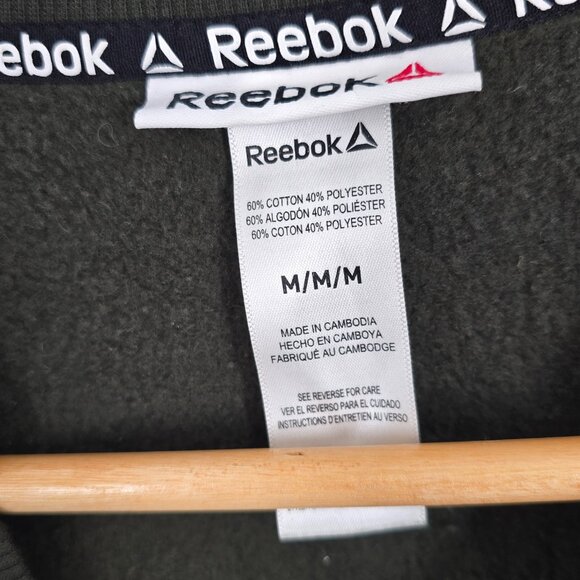 Reebok Mens Olive Green Free Weight Crewneck Fleece Sweatshirt Medium - Picture 3 of 6